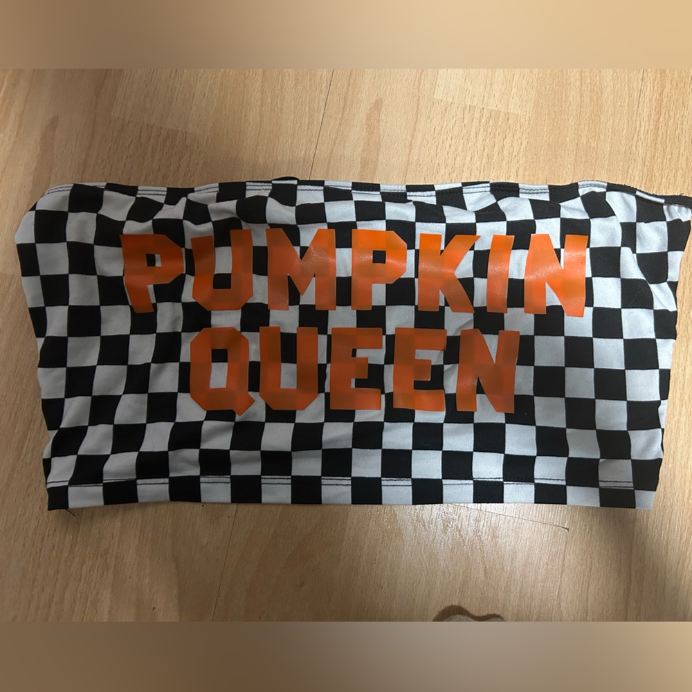 Pumpkin Queen Checkered Tube Top